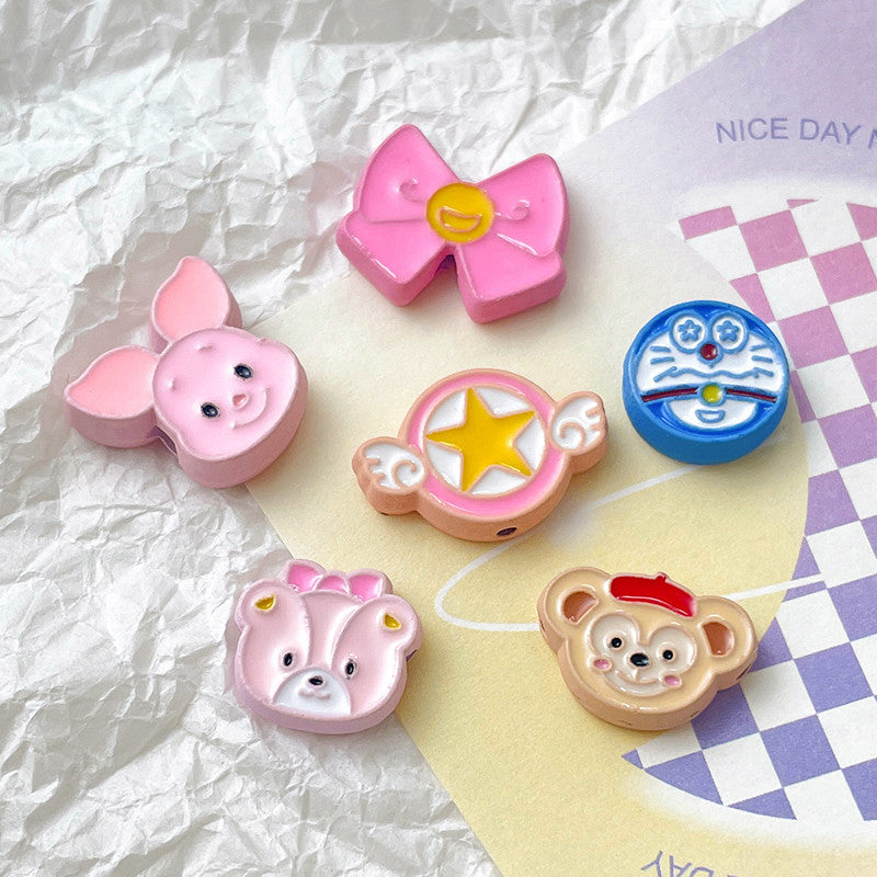 Cartoon Character Metal Beads Colorful Enamel Alloy 10pcs 3
