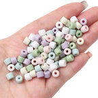 Cream Colored Pony Beads Acrylic 6mm Matte Wide Hole 50pcs 2