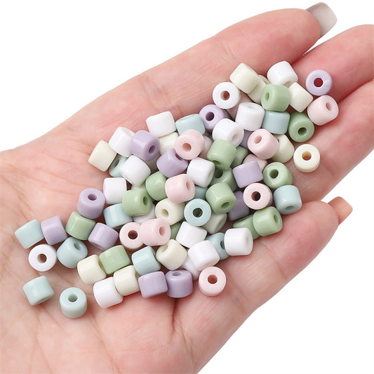 Cream Colored Pony Beads Acrylic 6mm Matte Wide Hole 50pcs 2