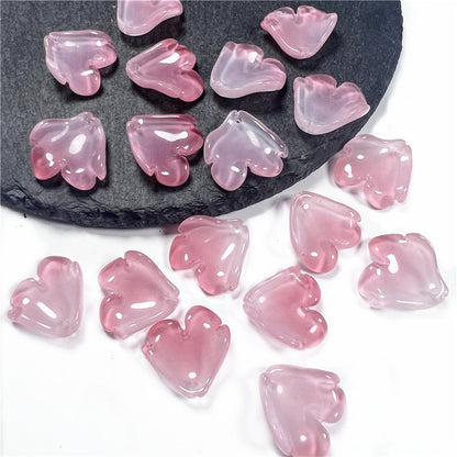 Czech Glass Beads Peony Petal 19mm Translucent Lavender Heart 50pcs 8