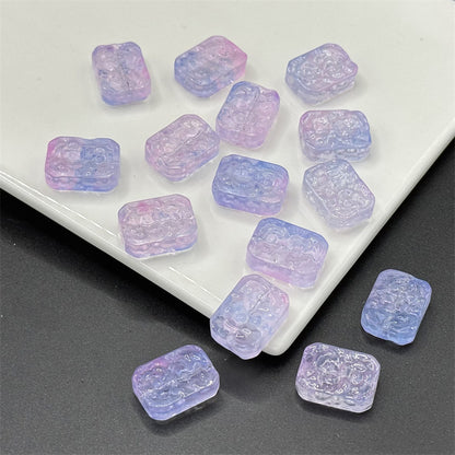 Square Glass Beads 13x23mm Transparent Electroplated Pastel 100pcs 17