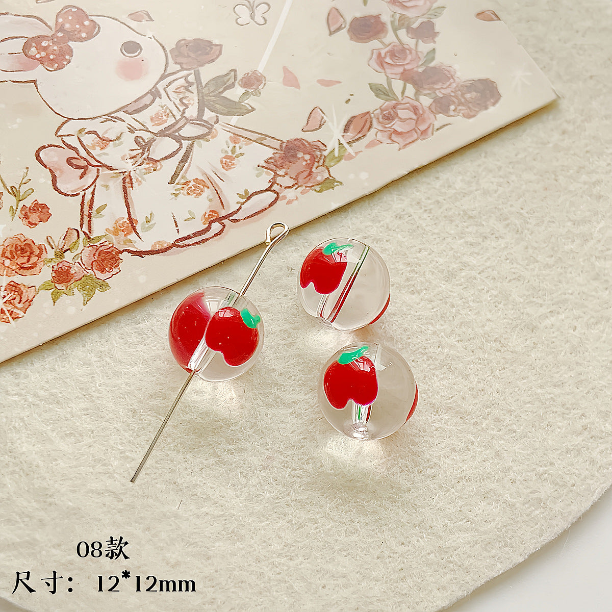 Hand Painted Transparent Glass Beads 12-14mm Christmas Series 1pc 18