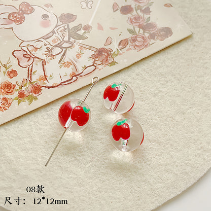 Hand Painted Transparent Glass Beads 12-14mm Christmas Series 1pc 18