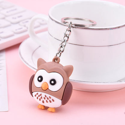 PVC Owl Keychain Cute Animal Charm Bright Colors Assorted 9