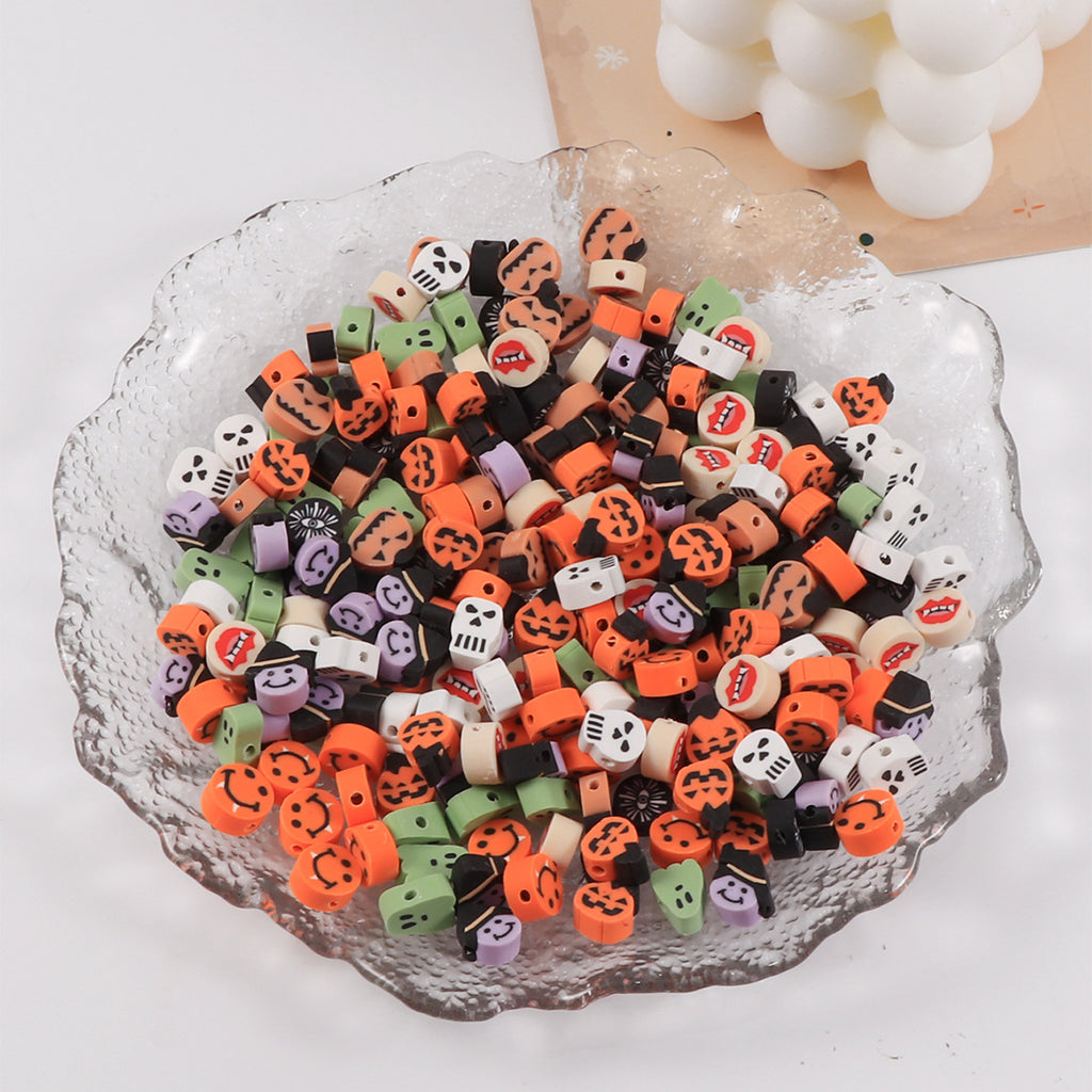 Halloween Ghost Clay Beads Polymer Festive Mix 100pcs 3