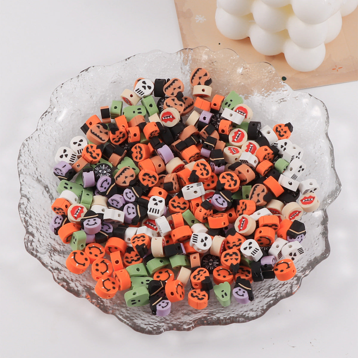 Halloween Ghost Clay Beads Polymer Festive Mix 100pcs 3