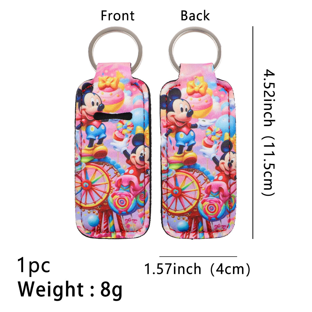 Cartoon Character Chapstick Holder Keychain Neoprene Colorful 8pcs 13