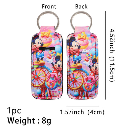 Cartoon Character Chapstick Holder Keychain Neoprene Colorful 8pcs 13