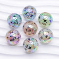 Plated Bubblegum Beads 20mm Pastel Rainbow Monogram Pattern 50pcs 3