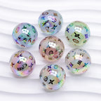 Plated Bubblegum Beads 20mm Pastel Rainbow Monogram Pattern 50pcs 3