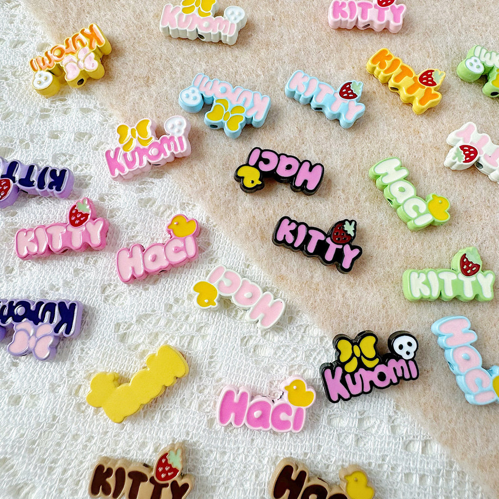 Signboard Metal Beads Painted Sanrio Series Colorful 10pcs