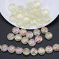 Electroplated Flat Spiral Glass Beads 12mm Metallic Iridescent 30pcs 17