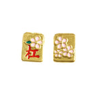 Cube Metal Beads 8x10mm Mahjong Large Hole Alloy Gold Tone 10pcs 5