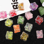 Transparent Square Acrylic Beads 17mm Liquid Sand Glitter 25pcs 4