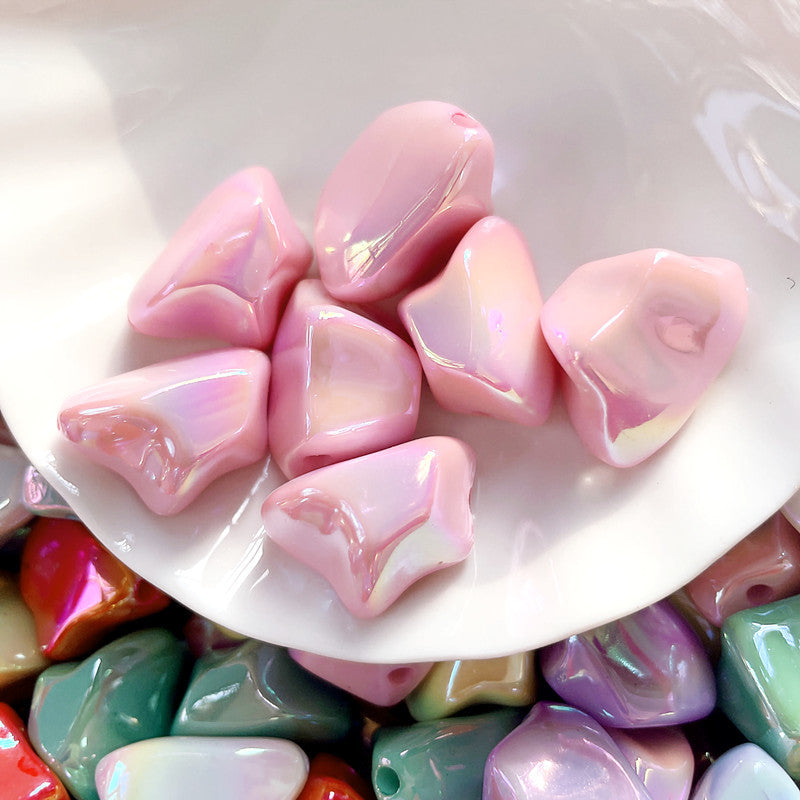 Plating Irregular Trapezoid Acrylic Beads 24mm Colorful Glossy 50pcs 10