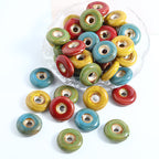 Ceramic Round Spacer Beads 20mm Antique Fambe Glaze 20pcs