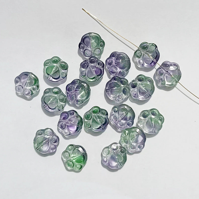 Vintage Cat Claw Glass Beads 15mm Glossy Translucent Colors 50pcs 2