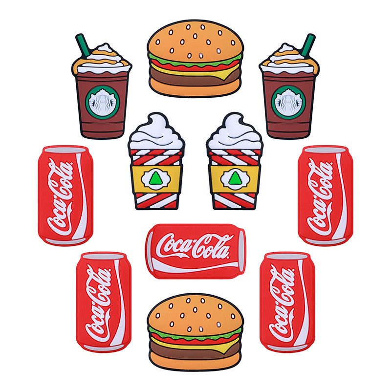 Silicone Focal Beads Food Hamburger and Soda Can Set 20pcs
