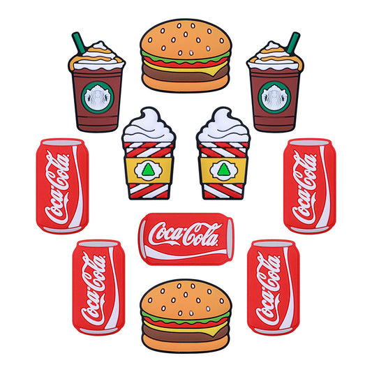 Silicone Focal Beads Food Hamburger and Soda Can Set 20pcs