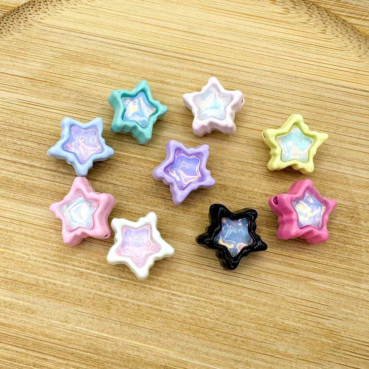 Star Metal Beads 13mm Baking Painted Zircon Embedded 10pcs 6