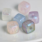 Cross Pattern Acrylic Square Beads 13x15mm Translucent Pastel 20pcs 2