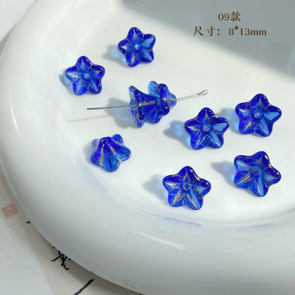 Lampwork Glass Beads Lily Flower 8mm 13mm Gilded Details 8pcs 11