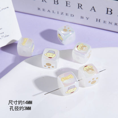Jelly Color Sanrio Printed Acrylic Square Beads 14mm 10pcs 8