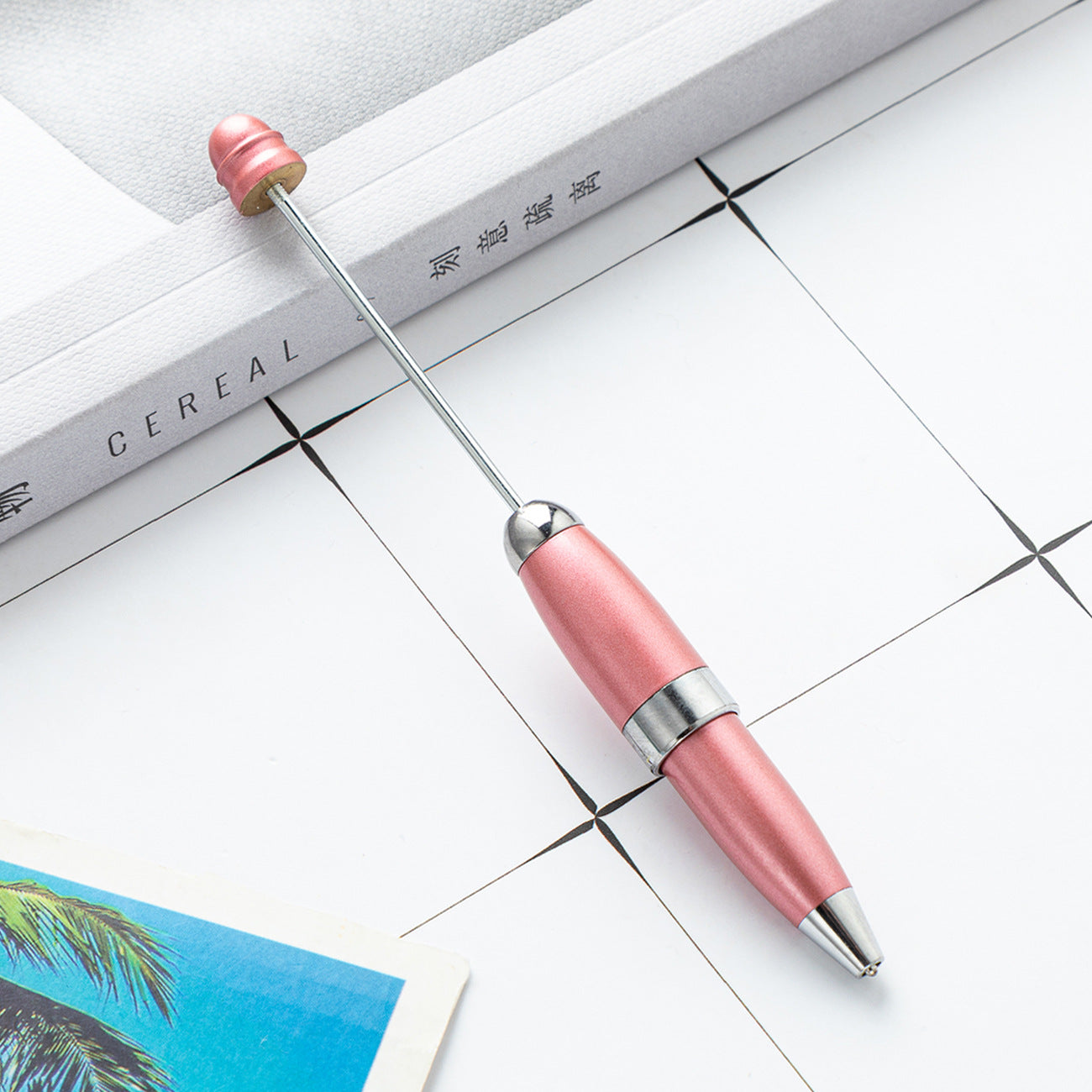 Beadable Pen Keychain Portable Metal Ballpoint Colorful Compact 6