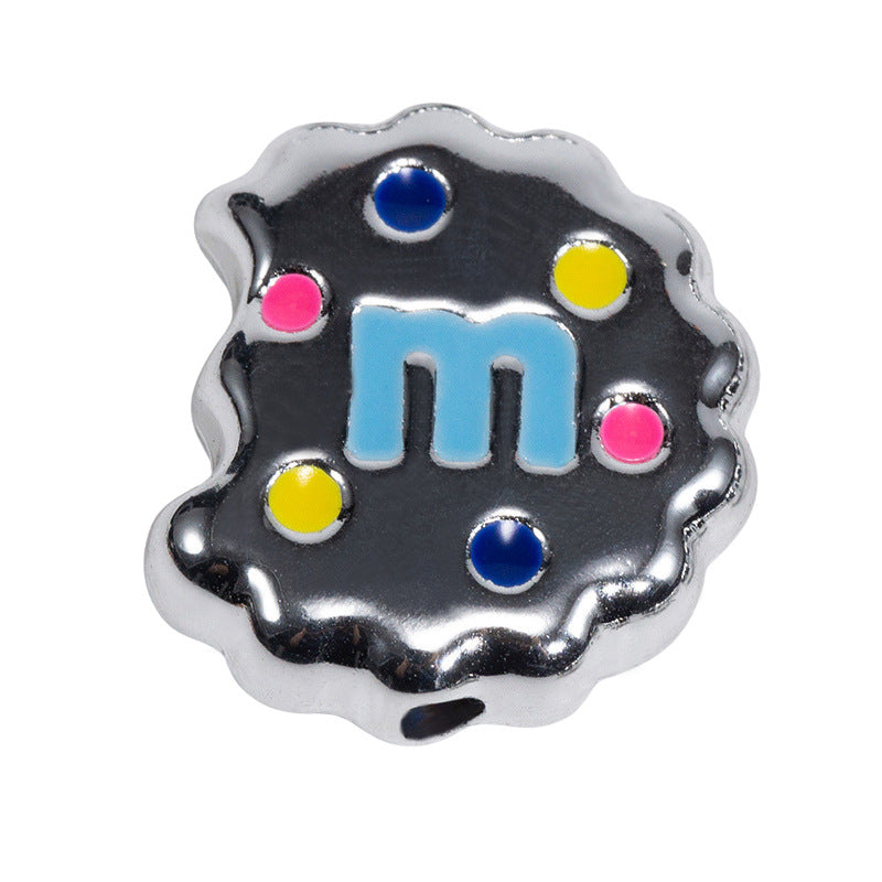 Hand Painted Bitten Cookie Acrylic Beads 22mm Enamel Glossy 10pcs 40