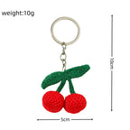 Knitted Cherry Crochet Keychain Plush Red Fruit Design 5