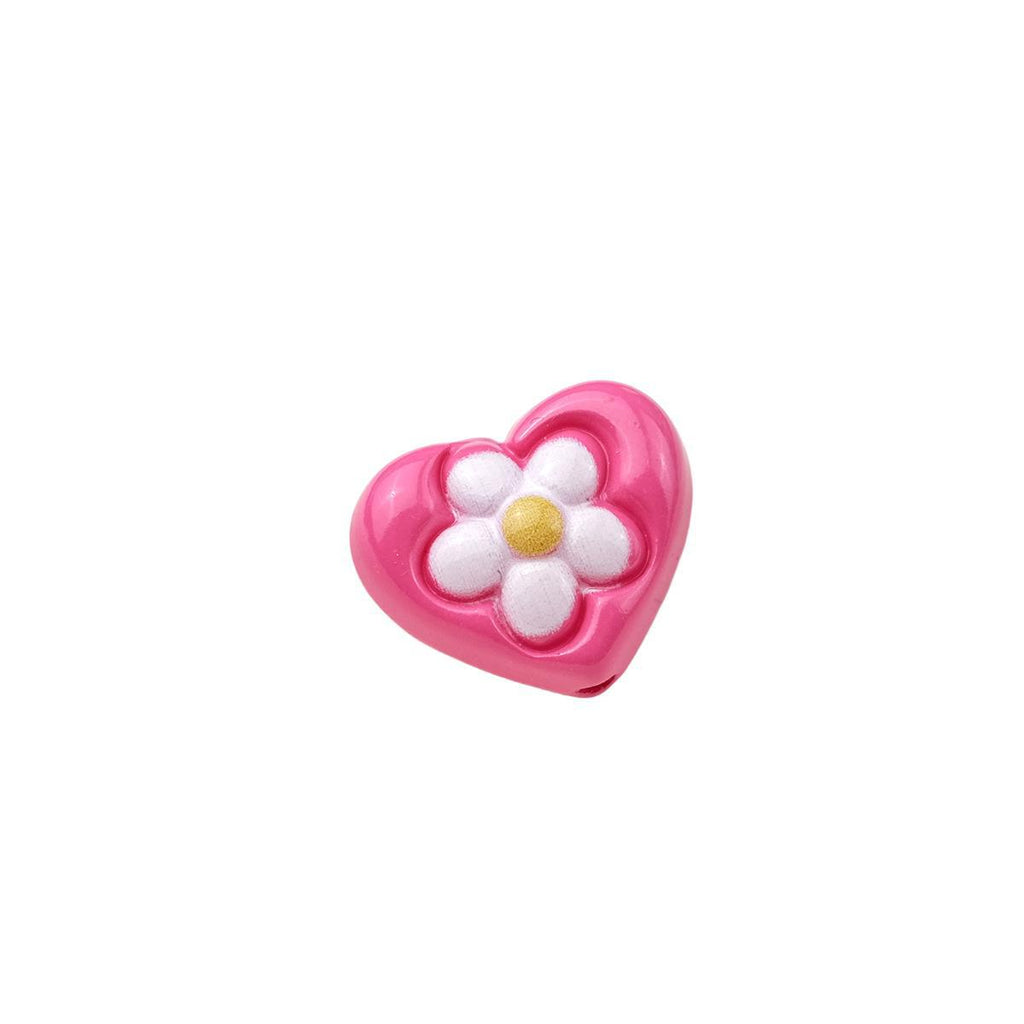Floral Heart Acrylic Beads 21mm Colorful Mixed 50pcs 4