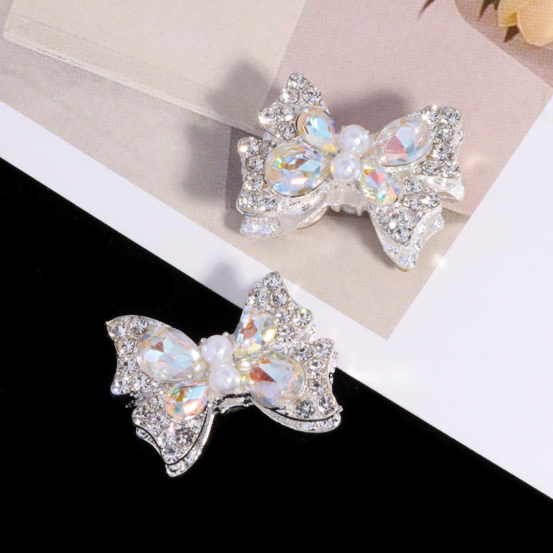 Faceted Bow Rhinestone Beads 25mm Full Pave Alloy 3pcs 9