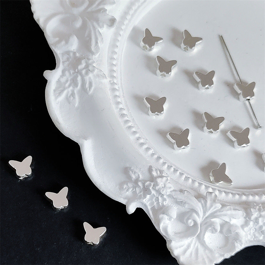 Butterfly Metal Beads 6mm Smooth Alloy 100pcs 6