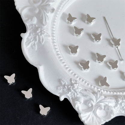 Butterfly Metal Beads 6mm Smooth Alloy 100pcs 6