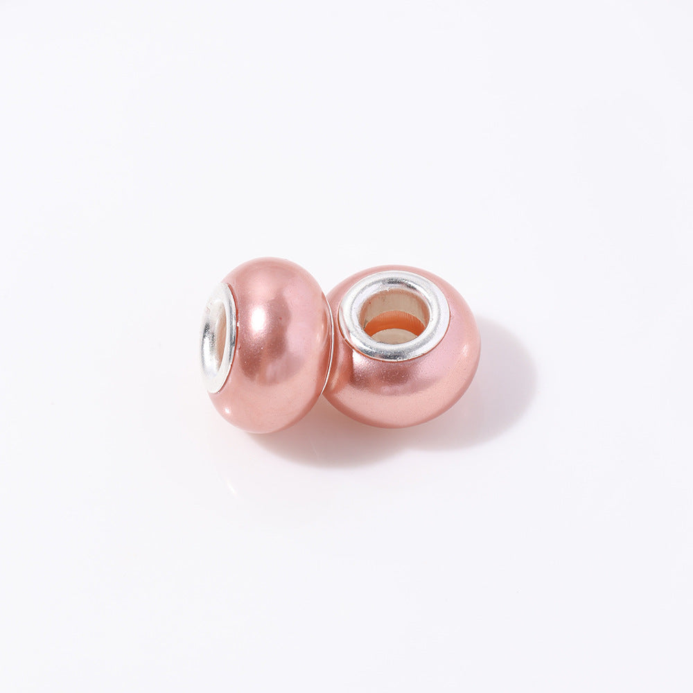 ABS Plastic Donut Spacer Beads 9*14mm Imitation Pearl 100pcs 12