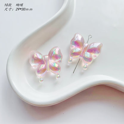 Pink Series Butterfly Flower Acrylic Beads Transparent 1pc 15