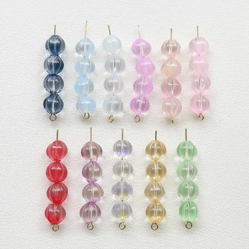 Czech Glass Beads Ribbed Vintage Style 8mm Transparent Pastel 10pcs 2
