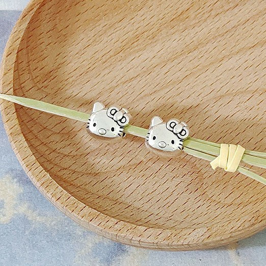 Hello Kitty Metal Beads 11mm Large Hole Alloy 10pcs