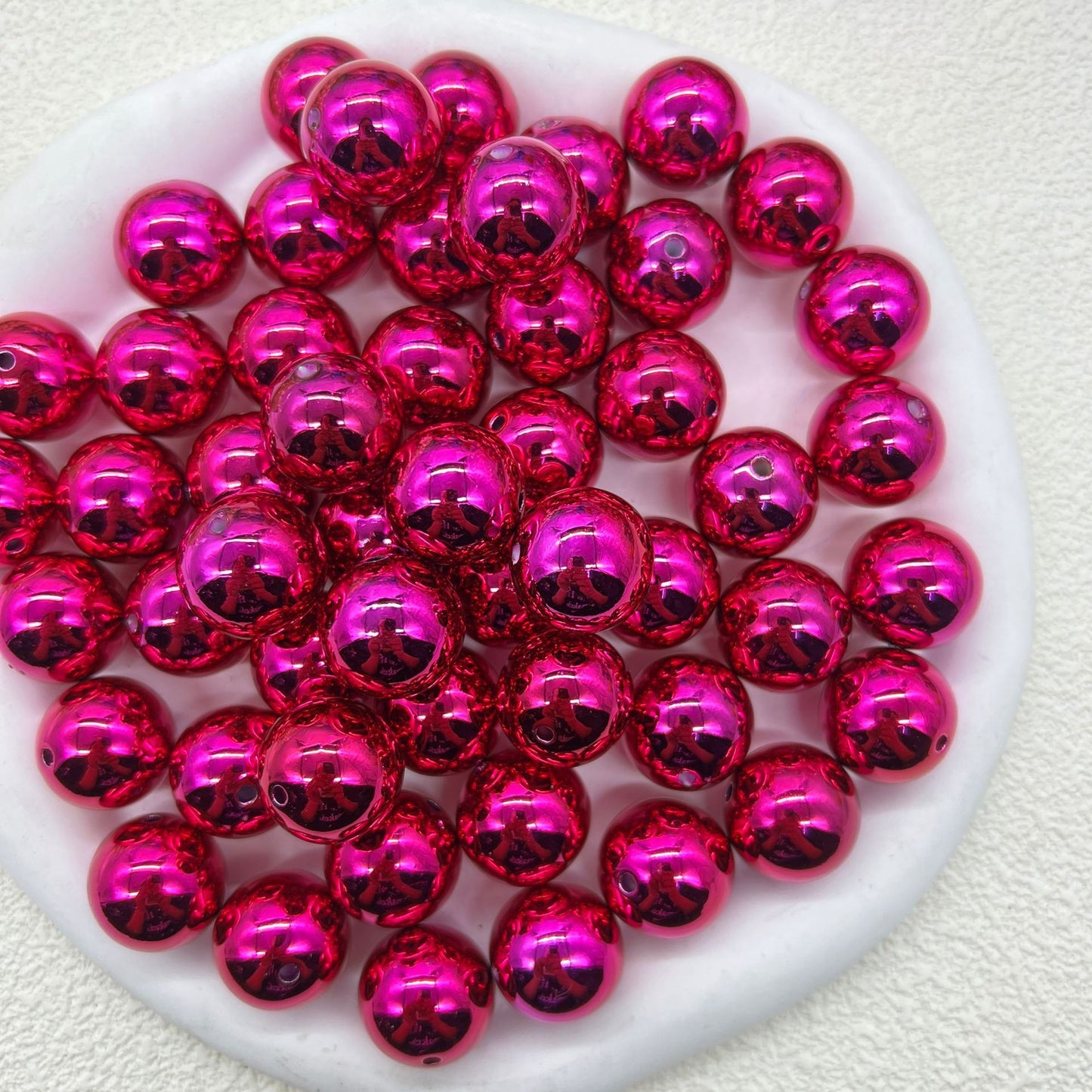 Plated Bubblegum Beads 20mm Metallic Mirror Finish Mixed Colors 20pcs 10