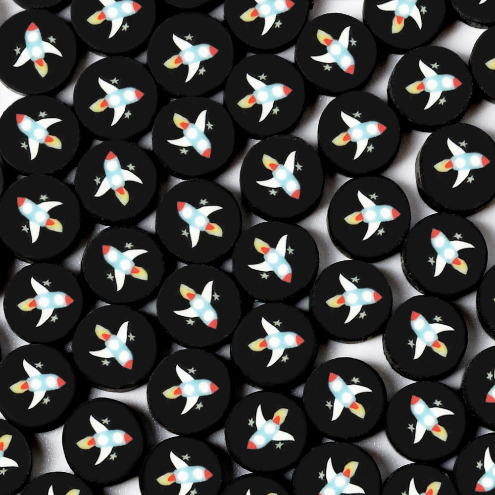 Flat Clay Beads 9mm Planet Series Colorful Space Designs 100pcs 10