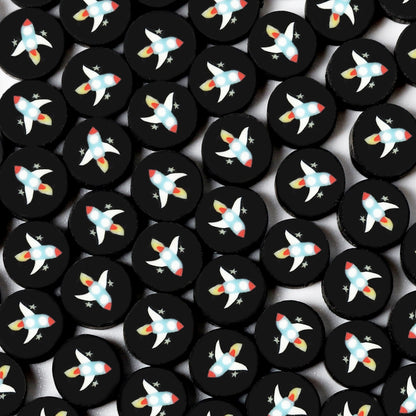 Flat Clay Beads 9mm Planet Series Colorful Space Designs 100pcs 10