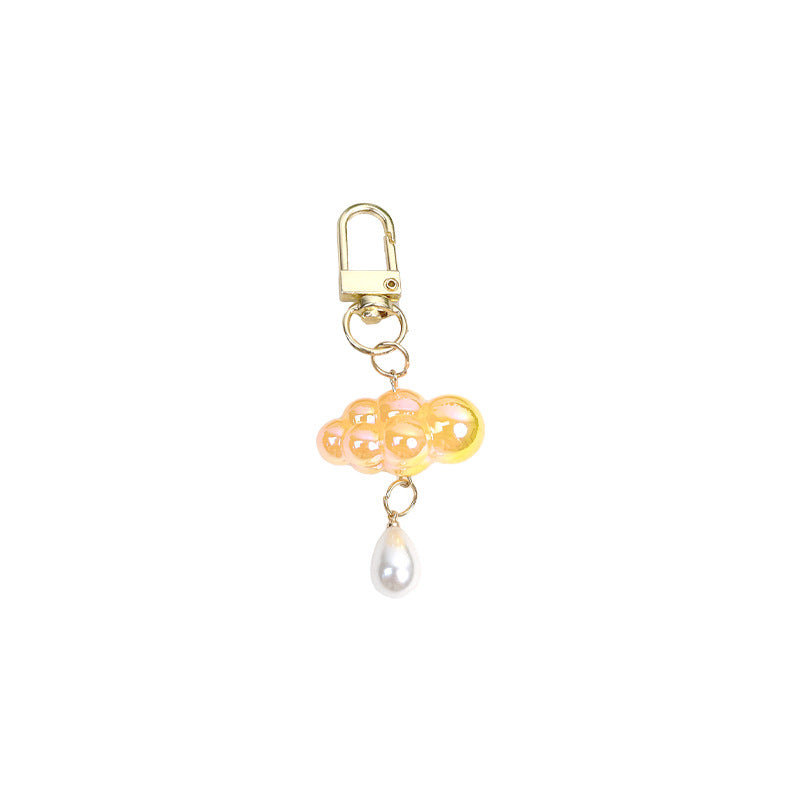Acrylic Pearl Cloud Keychain with Pastel Beads and Gold Clasp 5