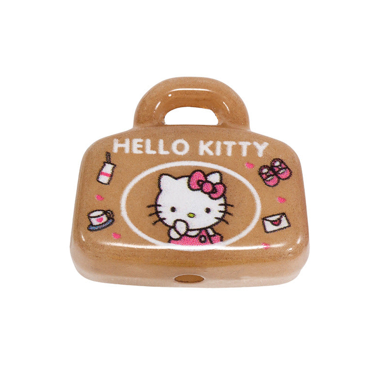 Painted Handbag Acrylic Beads 20/25mm Cartoon Pattern 10pcs 34