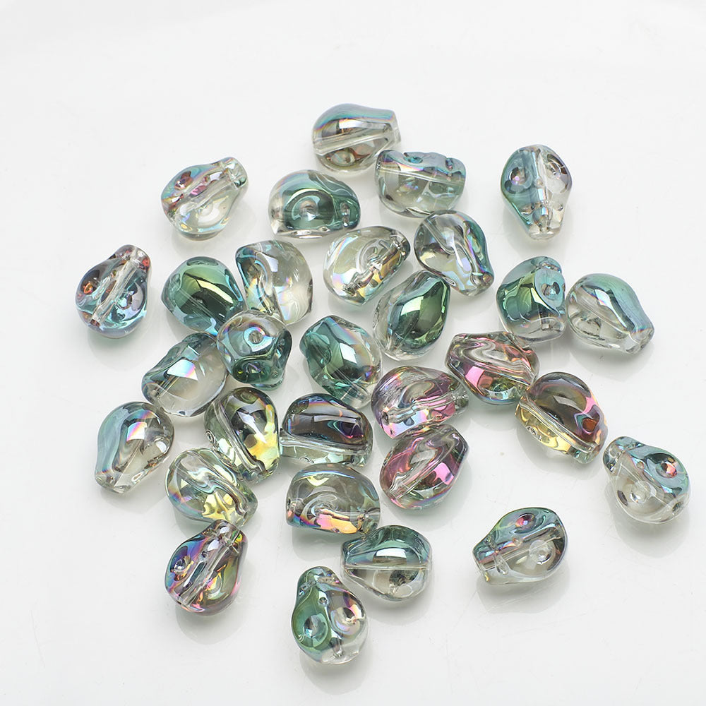 Electroplated Skull Head Glass Beads 8mm x 10mm Iridescent 30pcs 15