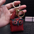 Leather Owl Keychain Wild Animal with Tassel Charm Vibrant Colors 6