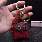 Leather Owl Keychain Wild Animal with Tassel Charm Vibrant Colors 6