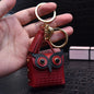 Leather Owl Keychain Wild Animal with Tassel Charm Vibrant Colors 6
