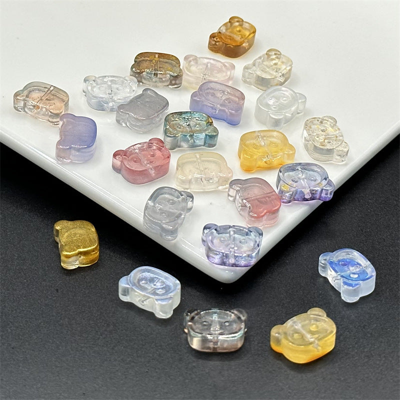 Bear Shape Transparent Glass Beads 14mm Colorful Mix 100pcs 3