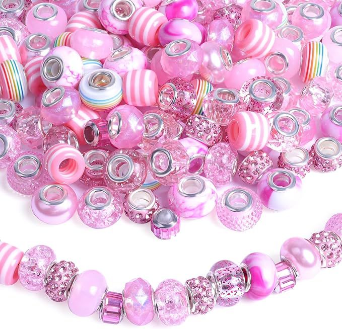 Resin Acrylic Spacer Beads 14x10mm Rose Pink Tone 30pcs 3