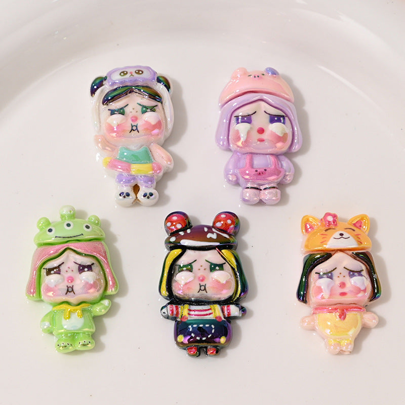 UV Plating Costume Resin Beads 30mm Crybaby Characters 10pcs 3